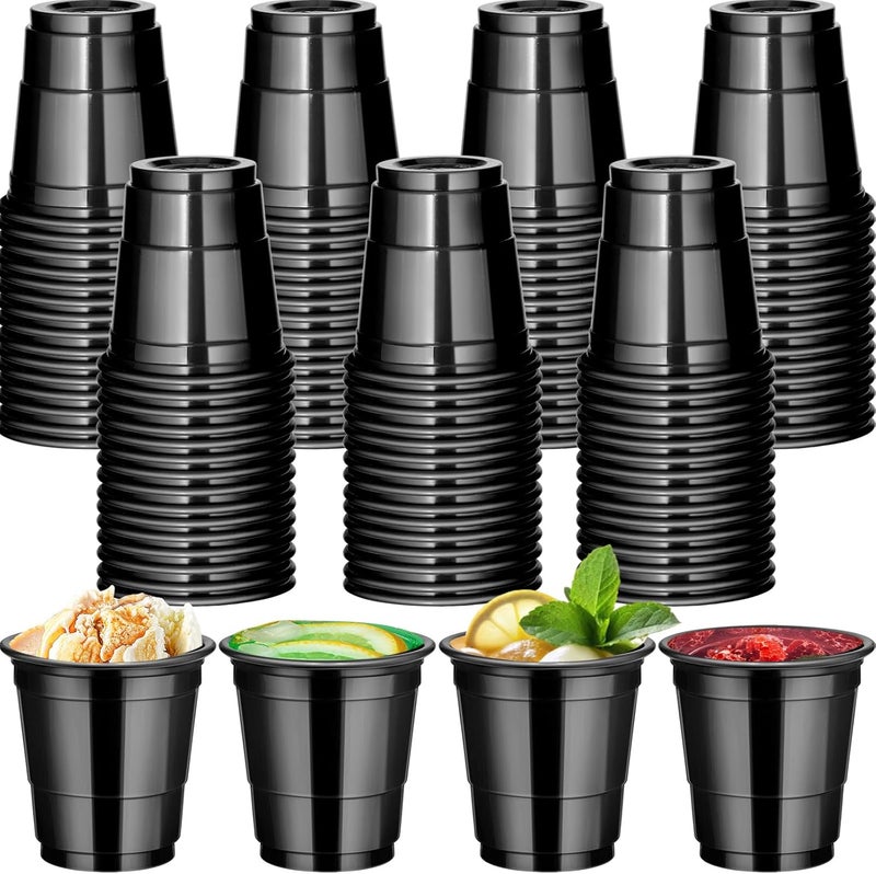 cssopenss 120 Pcs 2 oz Black Shot Cups Black Plastic Shot Glasses Halloween Shot Glasses for Drinking Tastings Served Snacks Jello Tastings and Samples - Image 1